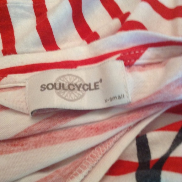 Soulcycle Short Sleeve Striped Tee Shirt Red White - Picture 4 of 6